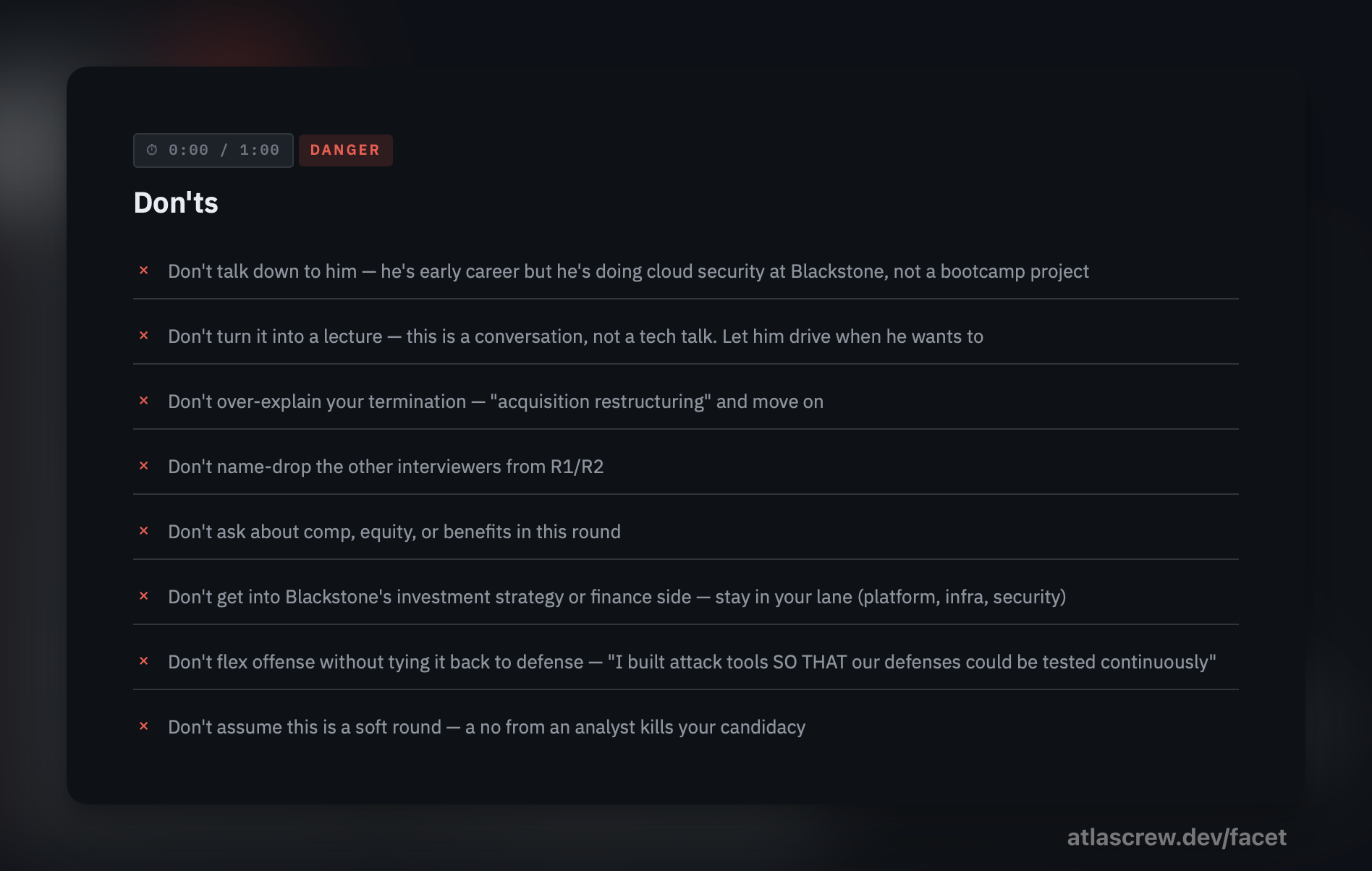 Interview prep donts